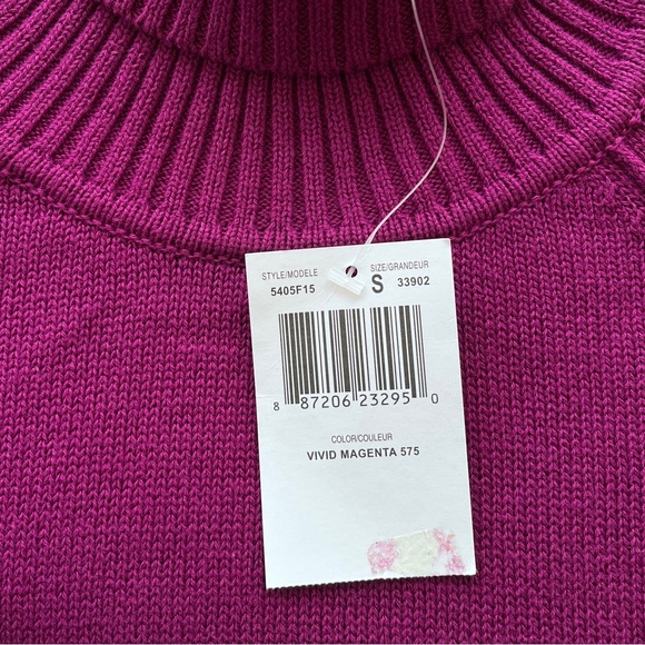 NWT Jeanne Pierre Scandi Girl Fuchsia Turtleneck Sweater Size S - Picture 9 of 9